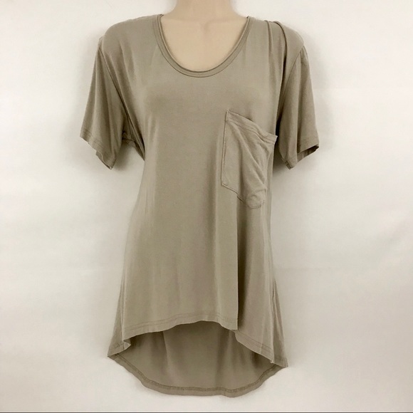 DOUBLJU Hi-Low Relaxed Shirt Gray Stretch Soft - Picture 1 of 5